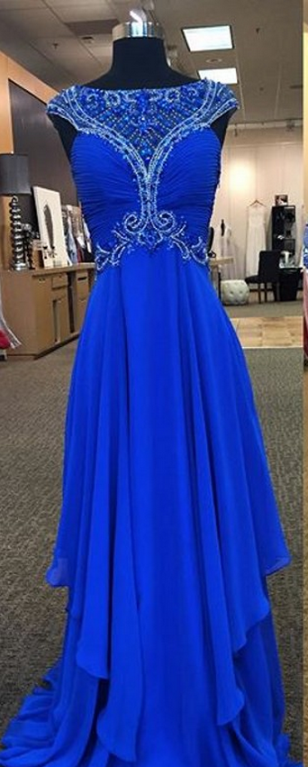 Royal Blue Prom Dresses,royal Blue Prom Dress,silver Beaded Formal Gown ...