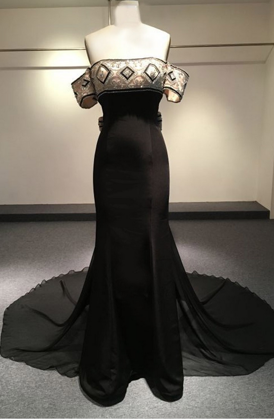 flutter sleeve dress black Satin Gown With Neckline Beading Color:Light Grey Teddy Lingerie 35+ '90s Fashion Trends