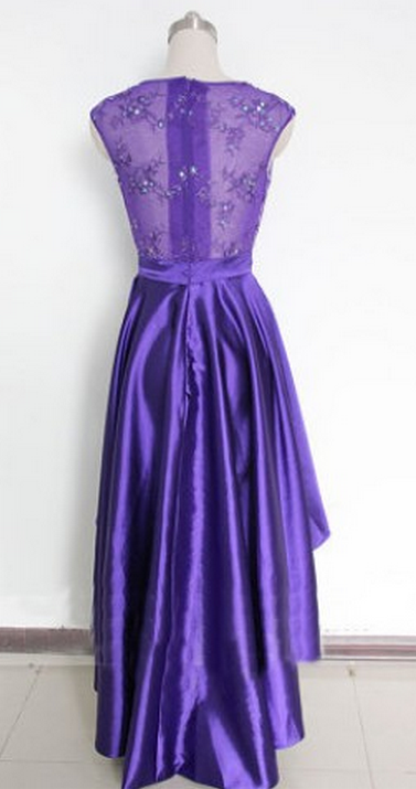 Sleeveless Purple Homecoming Dresses Gown Crystal Beads Ruffle Above ...