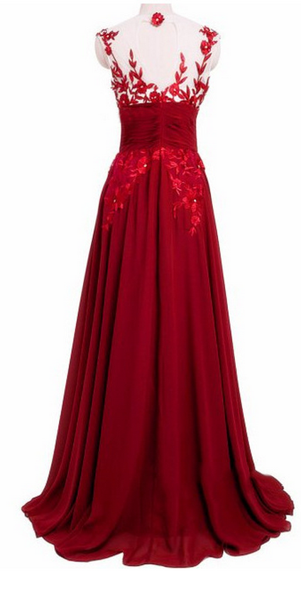 Red Long Evening Dress Prom Gown Sexy Lace Homecoming Gowns on Luulla