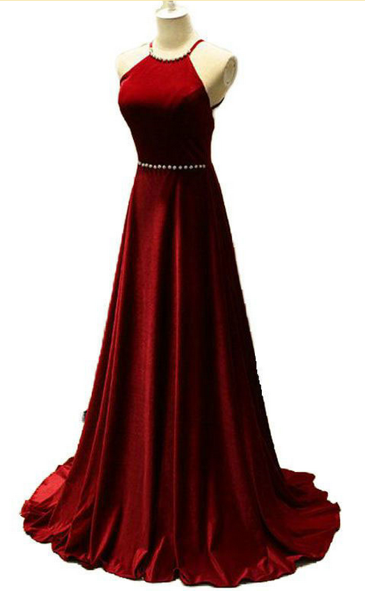 Aline Backless Sleeveless Floor Length Red Color Party Formal Sexy — free download
