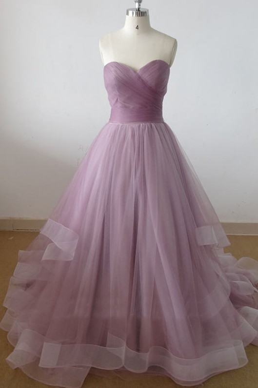 A-Line/Elegant V-neck Organza Ruffles Sleeveless Prom Dresses