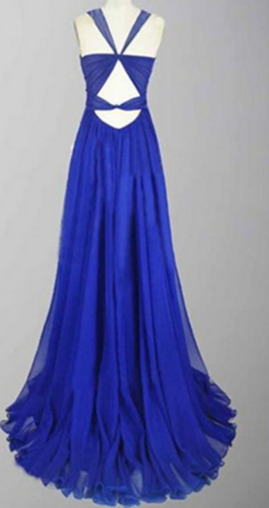 A Line V Neck Criss Cross Sky Blue Chiffon Prom Dress with Split LBQ0271