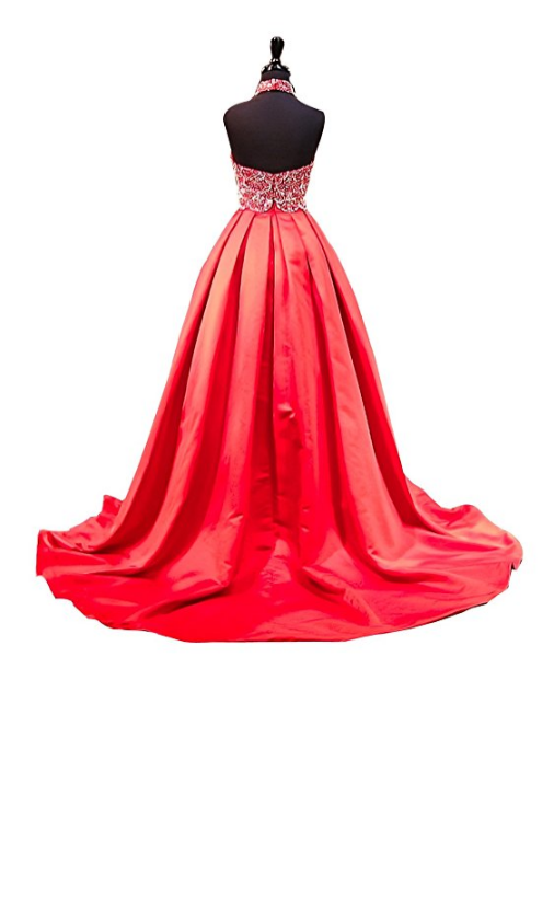 high neck backless gown