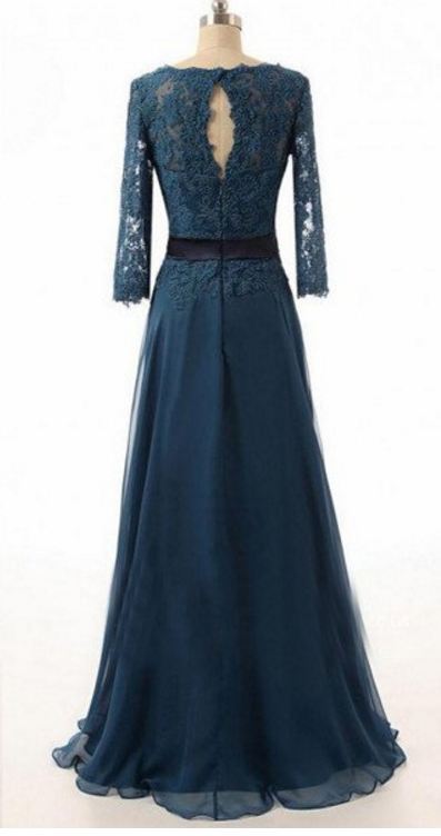 teal gowns with sleeves