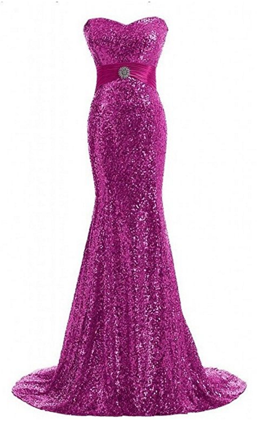 Gorgeous Sequins Formal Evening Dress Long Mermaid Prom Ball Gown on Luulla