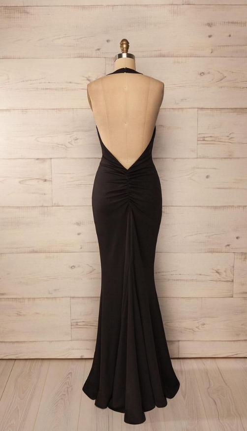 Halter Long Black Prom Dress With Open Back On Luulla 9701