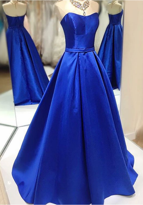 Royal Blue Prom Dresses,royal Blue Strapless Taffeta A Line Prom Dress ...