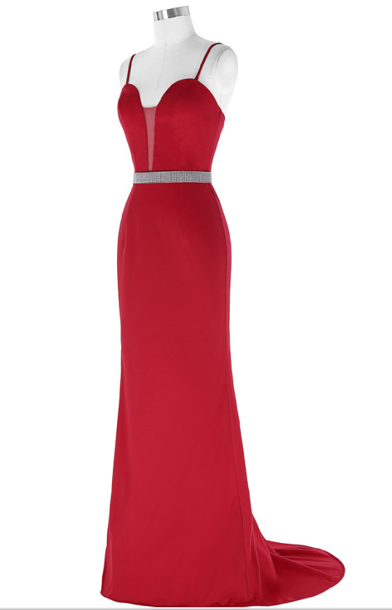 The Long Red Skirt With The Red Skirt Is The Evening Wedding Dress