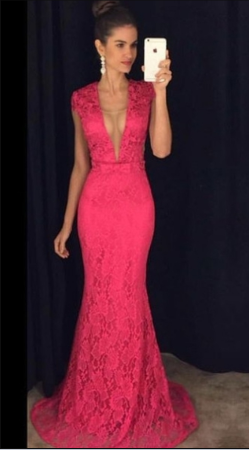 Women's Trumpet/Mermaid Spandex V-neck Floor-Length Long Prom Dresses
