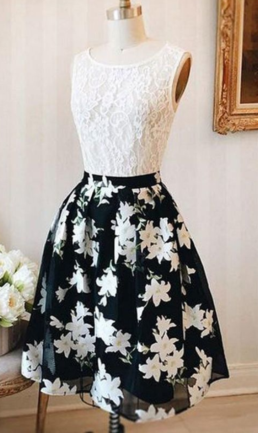 Cute Lace Short Prom Dresses, A-Line Evening Party Dresses main image 1