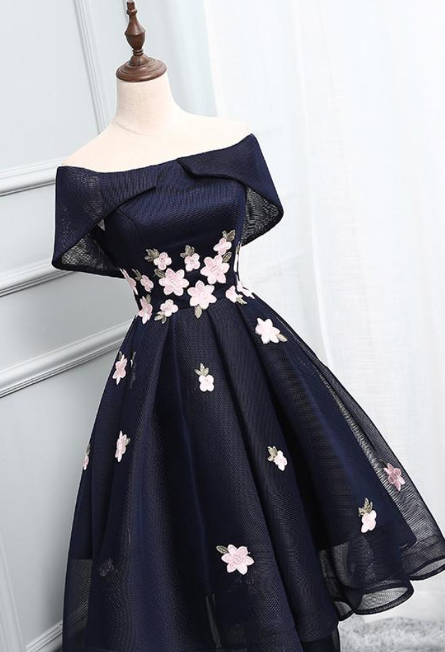 Off Shoulder Homecoming Dresses,navy Blue Homecoming Dresses, Short Prom Dress, on Luulla