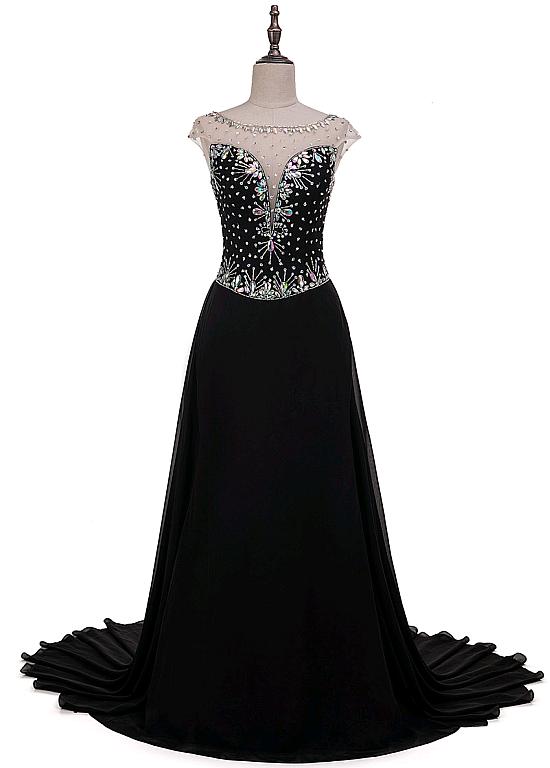 Chiffon Bateau Neck Formal Dress with Dramatic Back Drape Tangerine main image 1