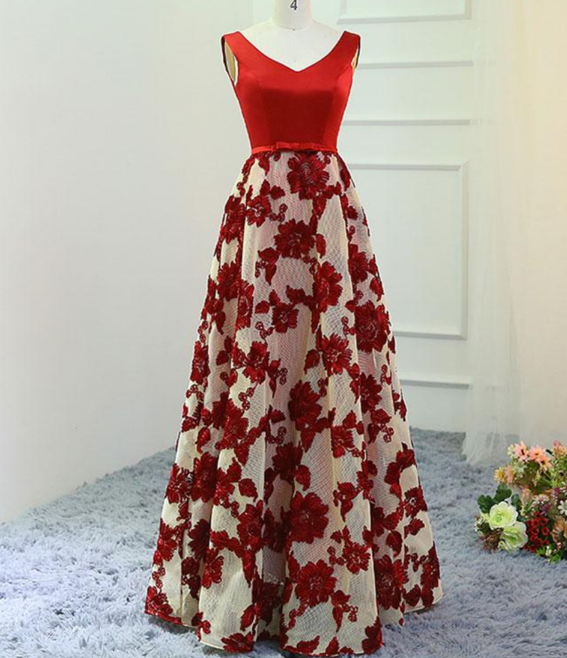 Elegant A-line V Neck Prom Dress,Charming Evening Dress Y1740 main image 1