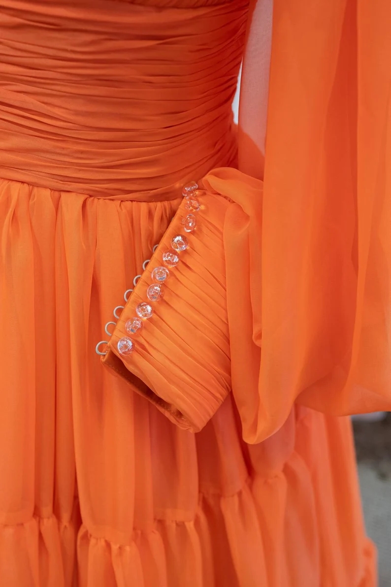 Prom Dresses Chiffon Dress, Long Sleeves Rustic Dress, Chrismas Party ...
