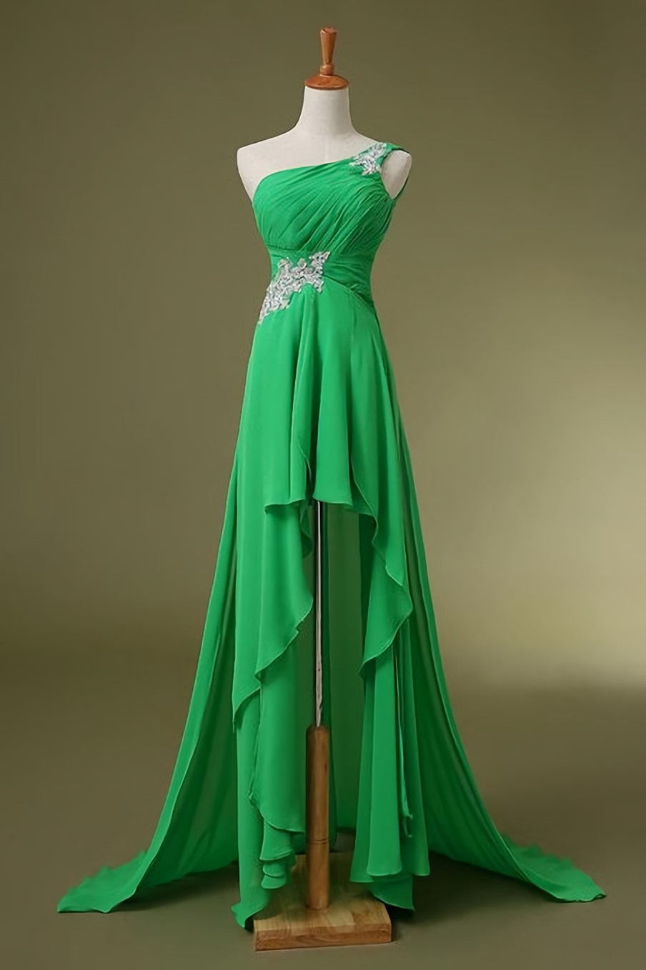 Elegant One Shoulder Chiffon Formal Prom Dress, Beautiful Long Prom