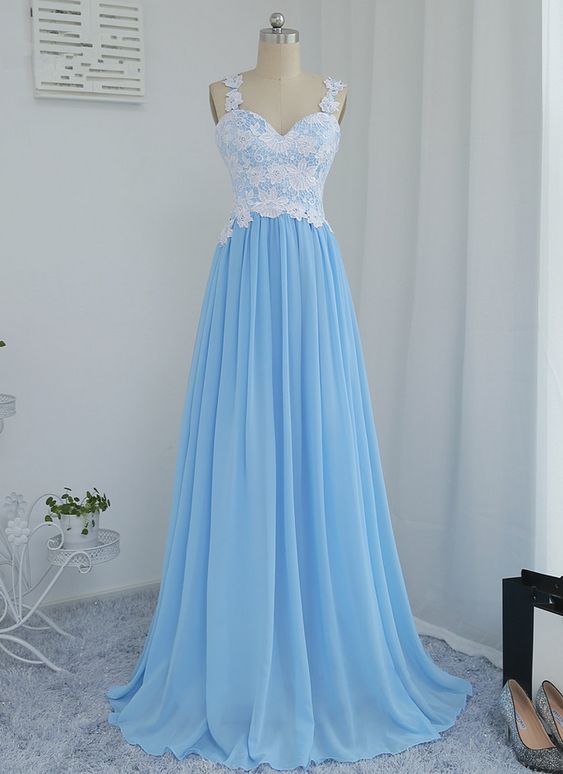 Elegant Chiffon Lace Long Prom Dress Evening Dress