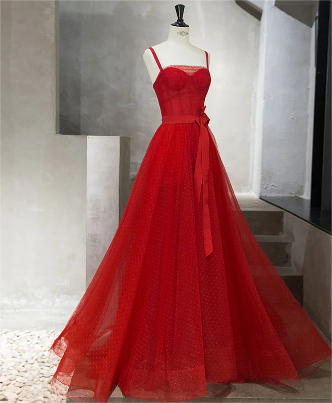 Prom Dresses,red Tulle Long Prom Dress, Red Tulle Evening Dress on Luulla